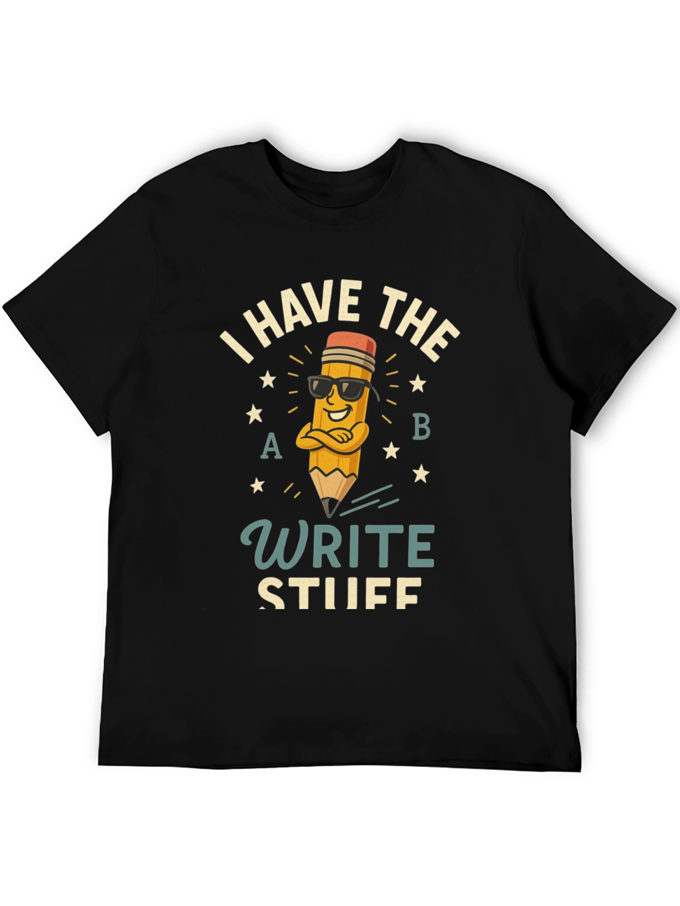 Black Write Stuff T-Shirt - Funny Pencil Design view 5