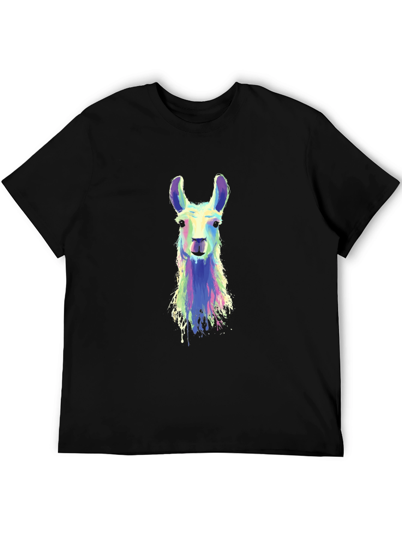 Black Llama Art Graphic Tee - Cool Animal Shirt view 5