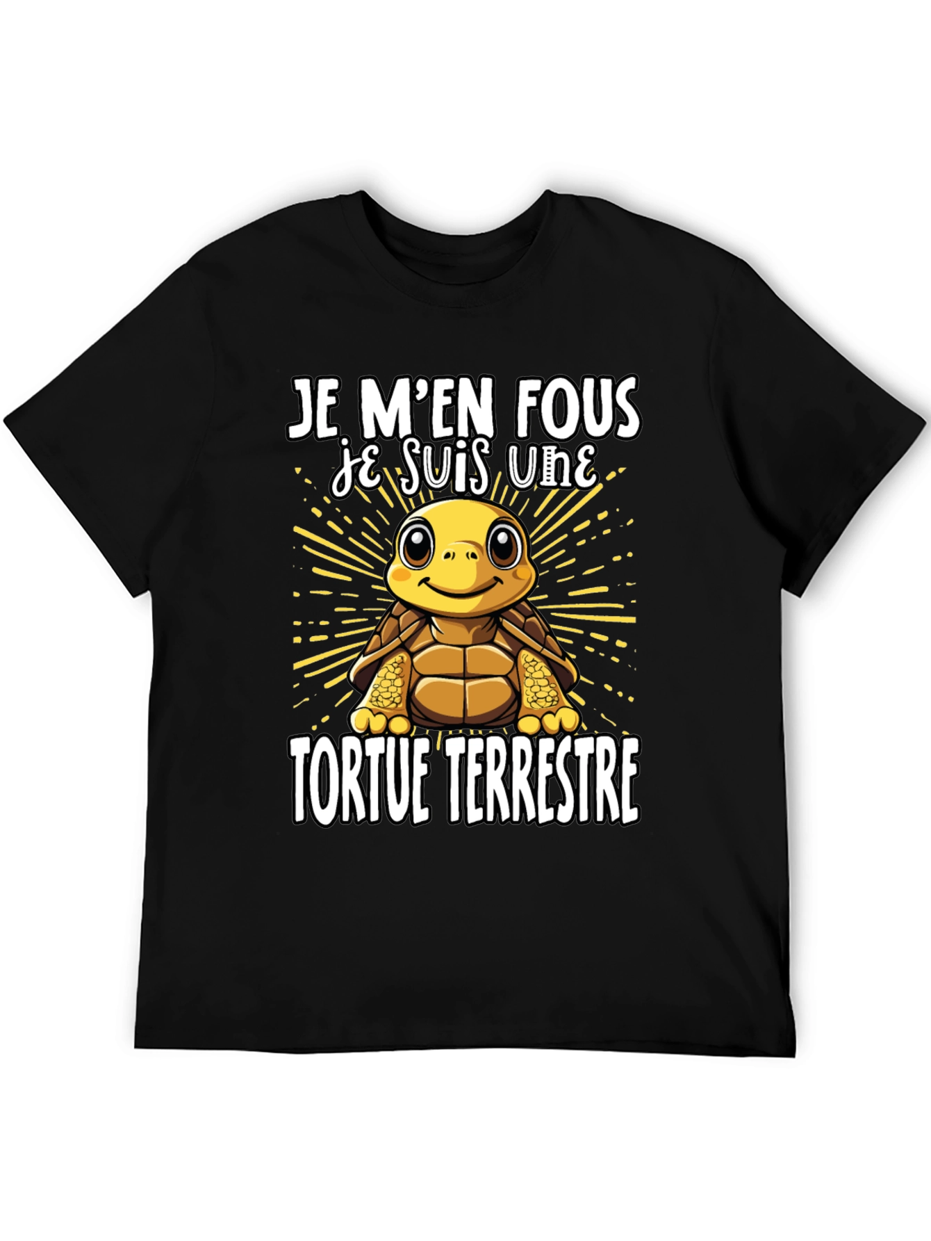 Black Funny French Turtle T-Shirt - Je M'en Fous view 5