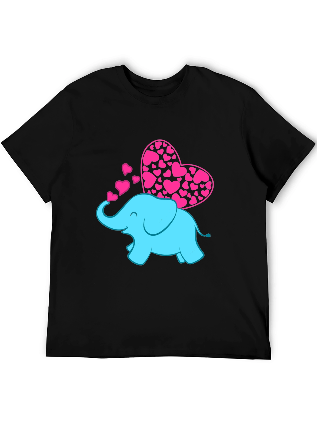Black Elephant Love T-Shirt - Pink Hearts view 5