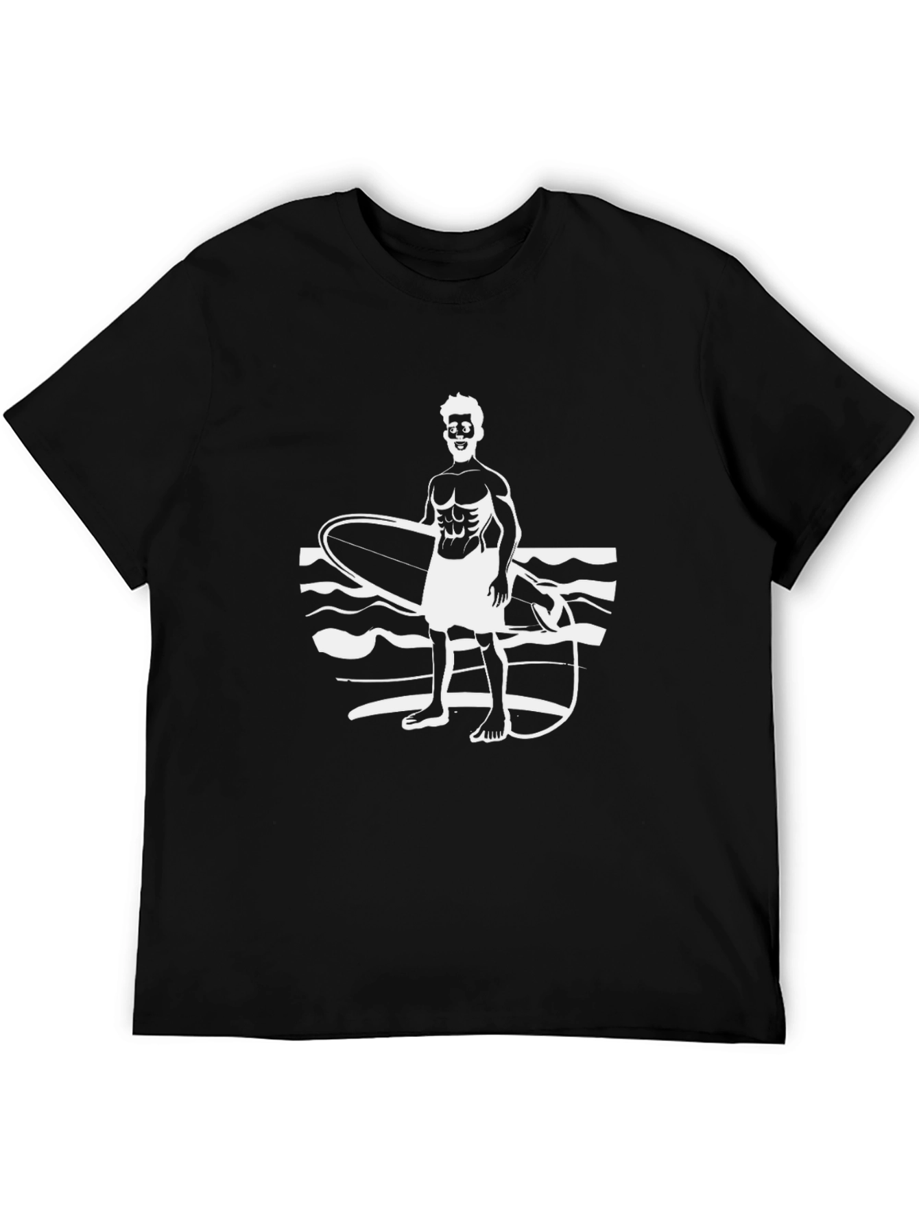 Black Surfer Graphic T-Shirt - Black Cotton Tee view 5