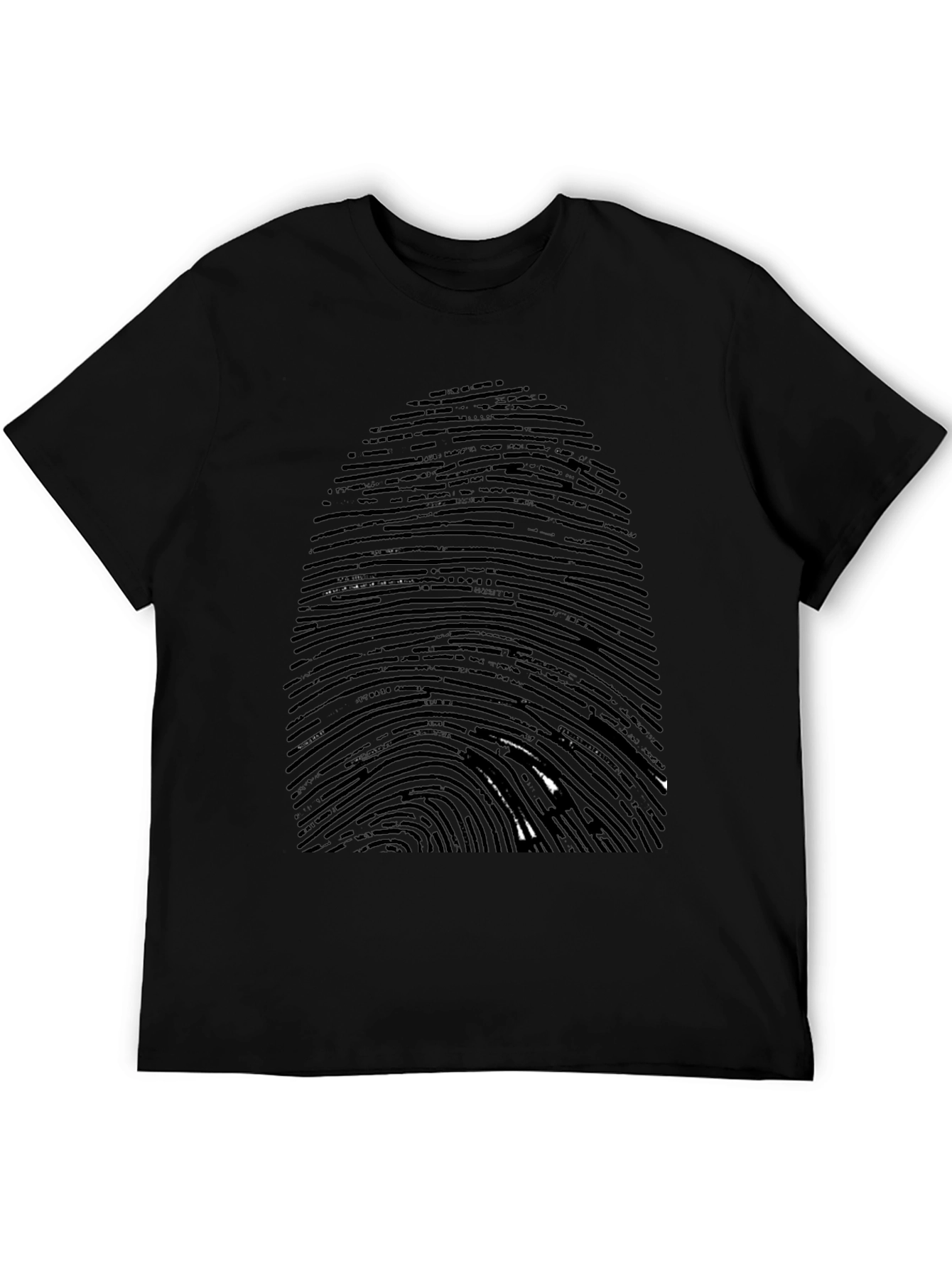 Black Unique Fingerprint Graphic Print Black T-Shirt view 5