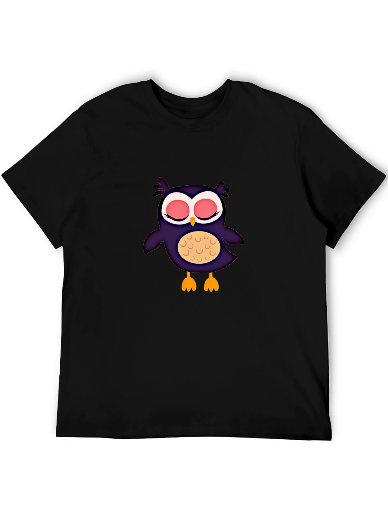 Black Cute Cartoon Owl Graphic Print T-Shirt view 5