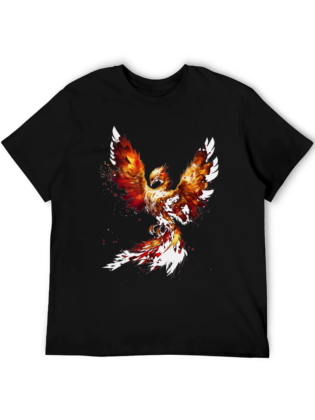 Black Fiery Phoenix Graphic Tee - Black Cotton Blend view 5
