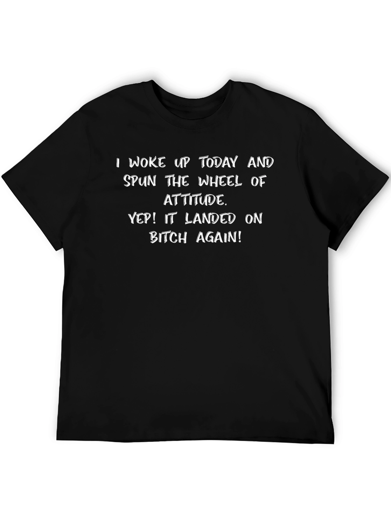 Black Attitude Wheel Graphic Tee - "Bitch Again!" Slogan T-Shirt view 5