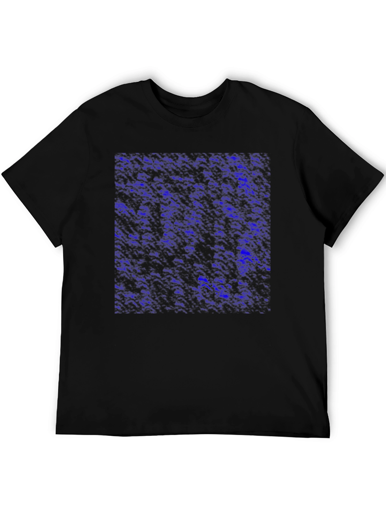 Black Abstract Blue Pattern Men's Black T-Shirt view 5