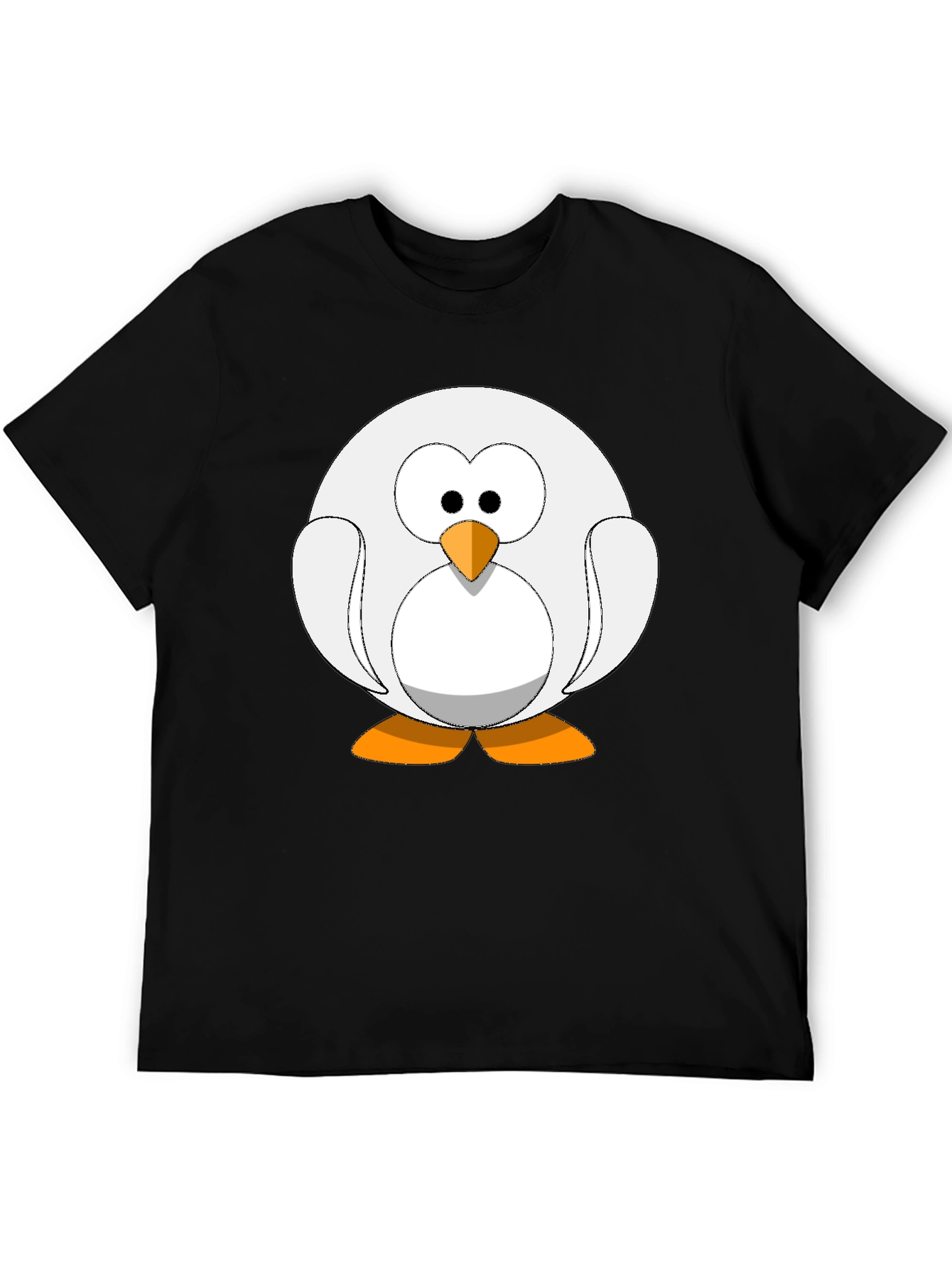 Black Cartoon Penguin Graphic Tee - Black Cotton Blend Shirt view 5