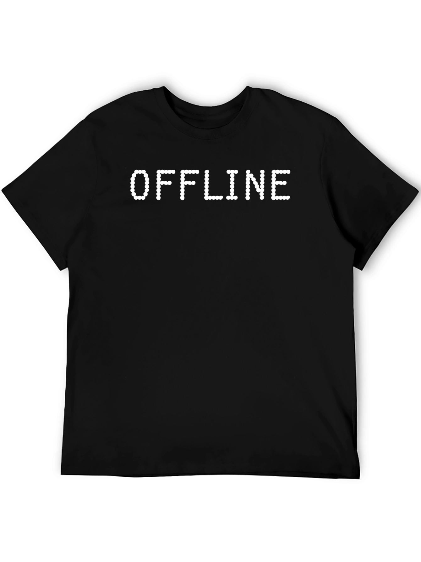 Black Offline Mode T-Shirt - Pixel Lettering Casual Tee view 5