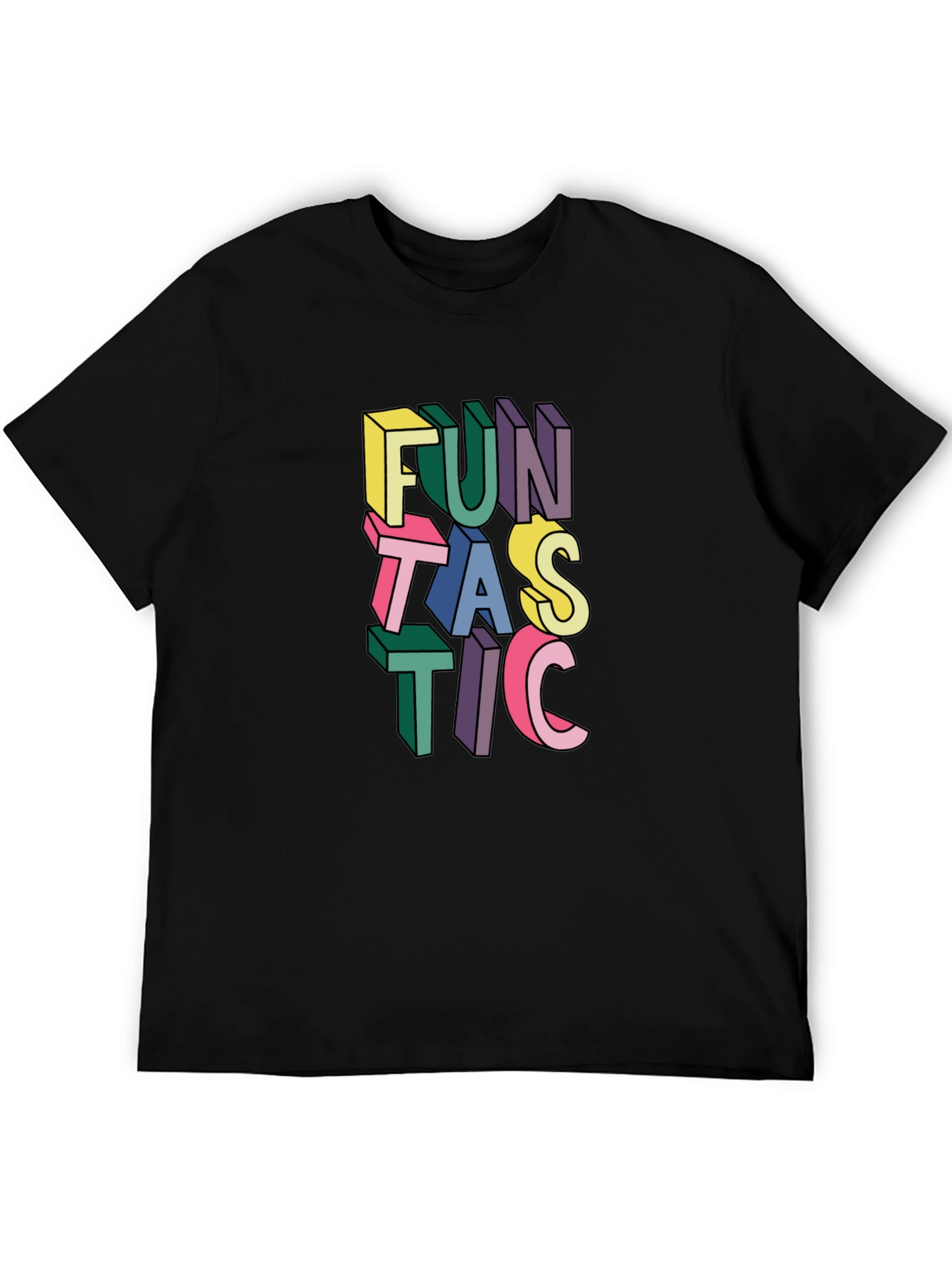 Black Fun Tastic Graphic T-Shirt - Bold Colorful Design view 5