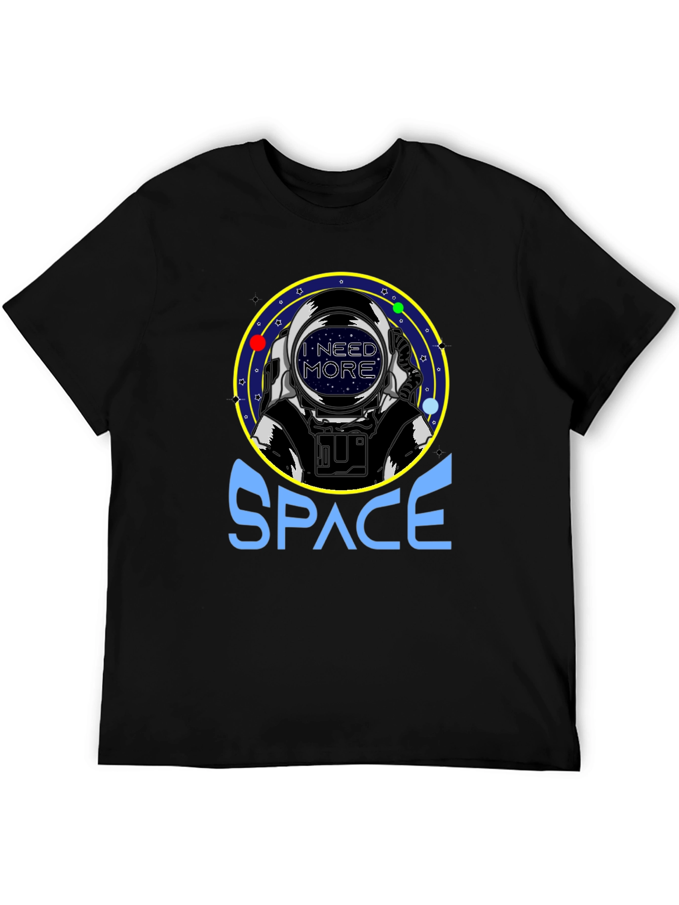 Black I Need More Space T-Shirt - Astronaut Graphic Tee view 5