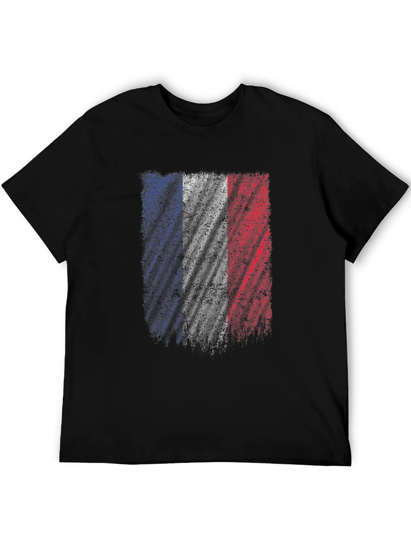 Black France Flag Graphic T-Shirt - Distressed Design view 5