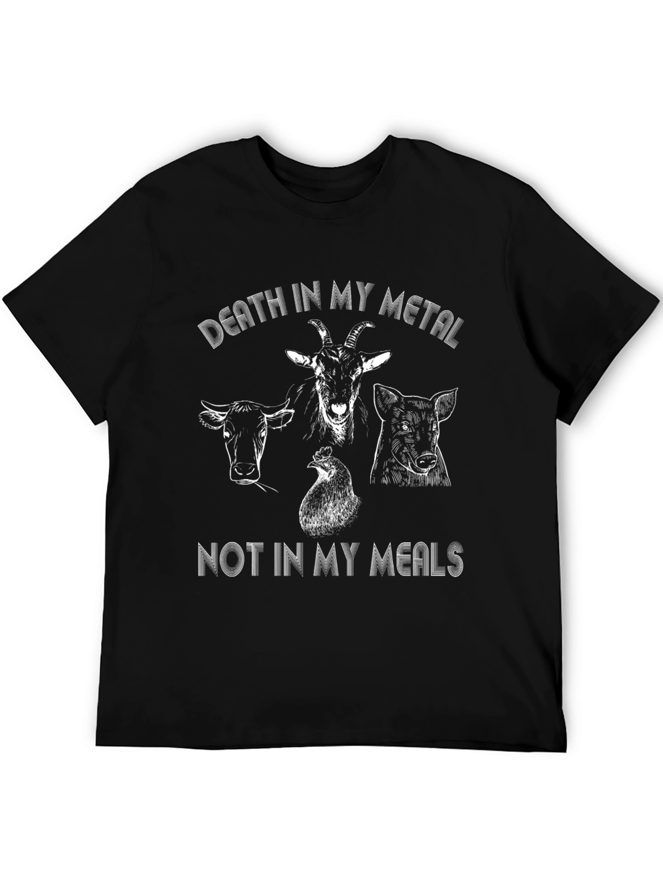 Black Vegan Death Metal Black Graphic T-Shirt view 5