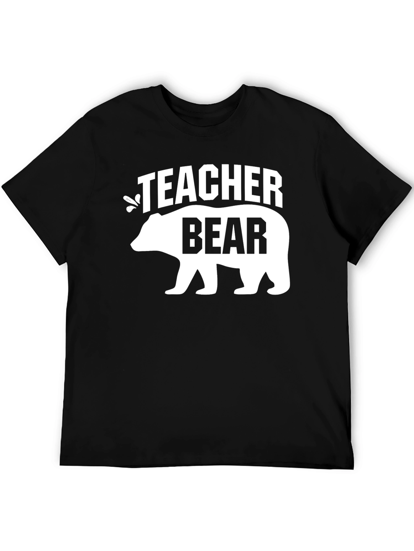 Black Teacher Bear Graphic T-Shirt - Black Crew Neck view 5