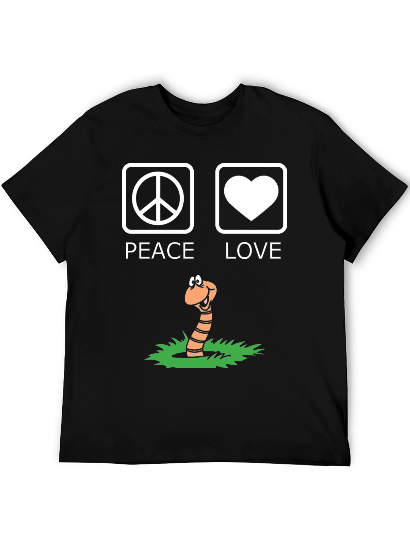 Black Peace Love Worm Black Graphic Tee view 5