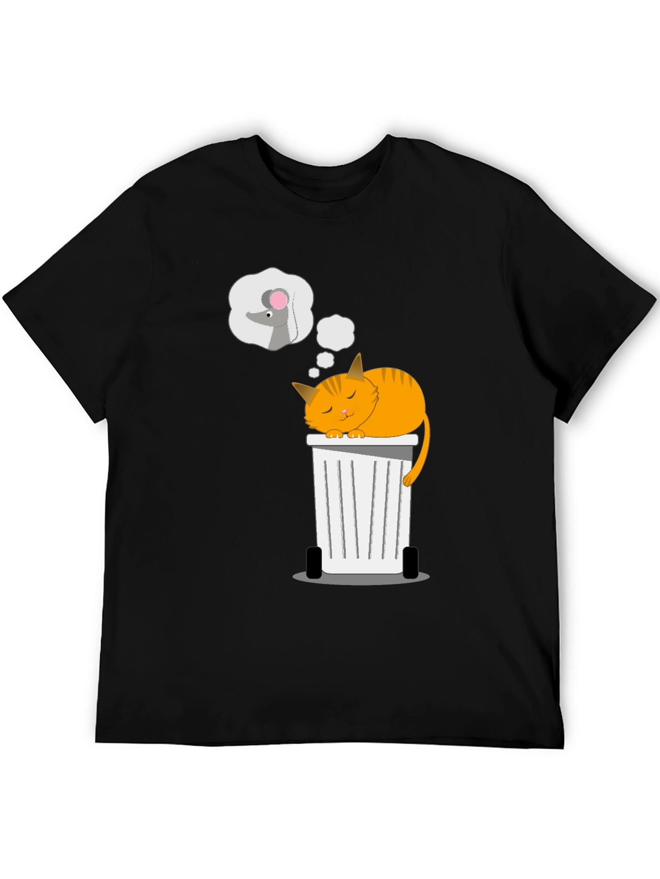 Black Cat Sleeping on Trash Can T-Shirt view 5