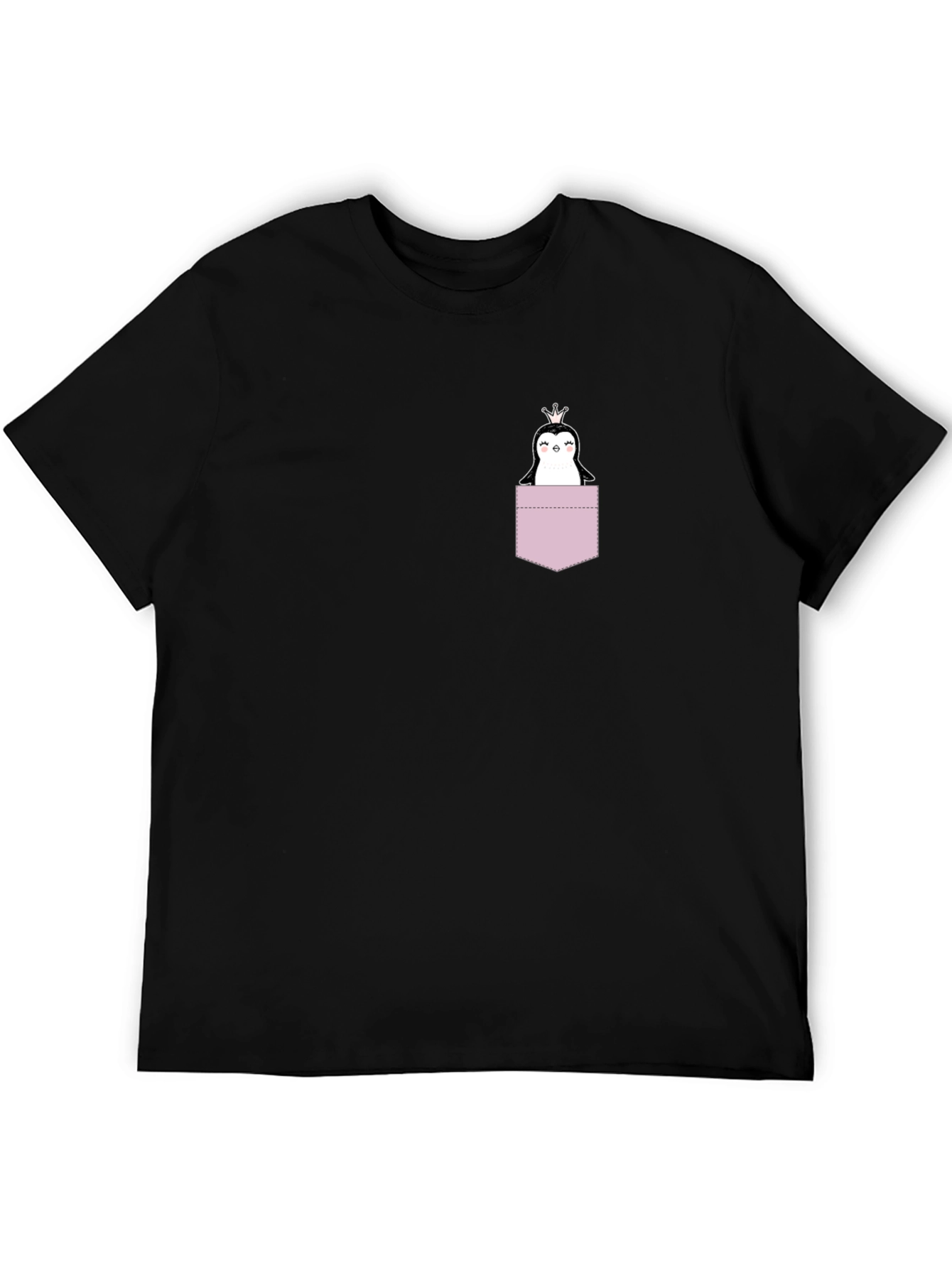 Black Penguin Pocket T-Shirt - Black, Crew Neck view 5