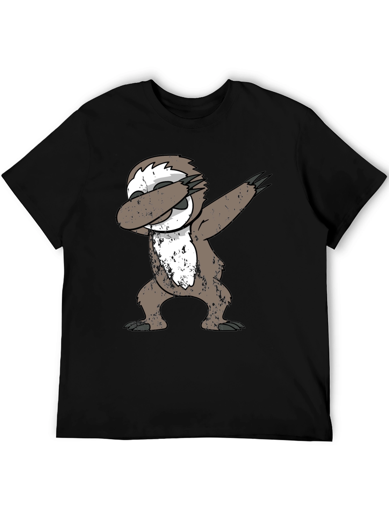 Black Dabbing Sloth Black T-Shirt view 5
