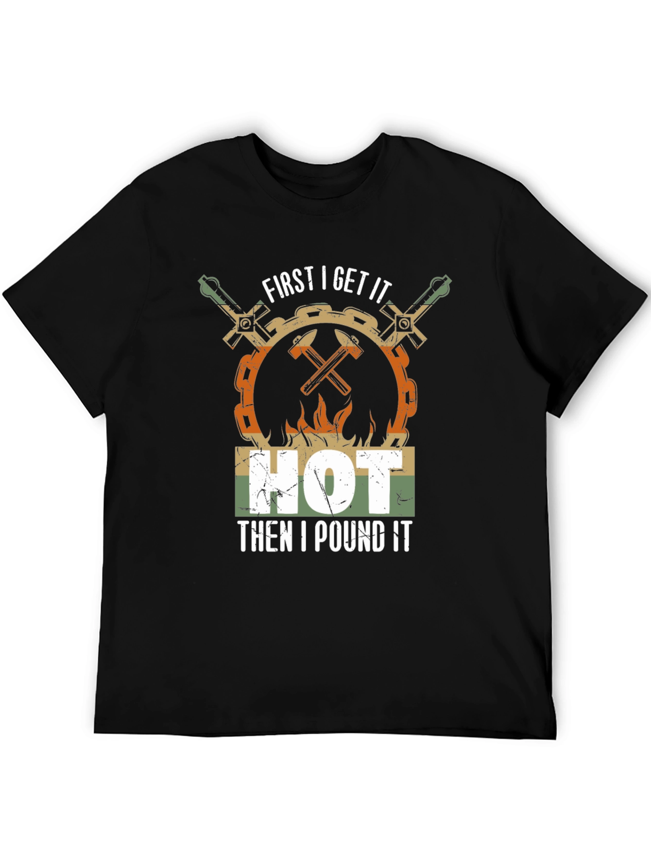 Black Blacksmith Humor T-Shirt: Get It Hot, Then I Pound It! view 5