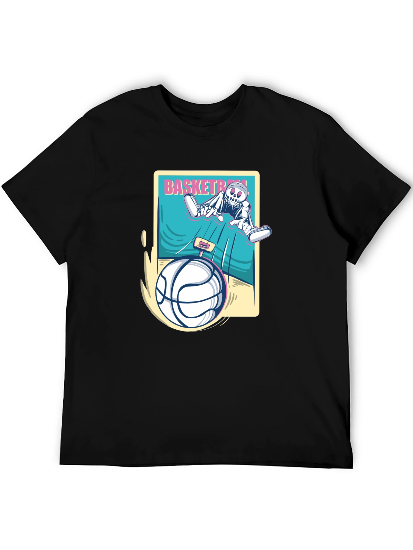 Black Skeleton Basketball Graphic Tee view 5