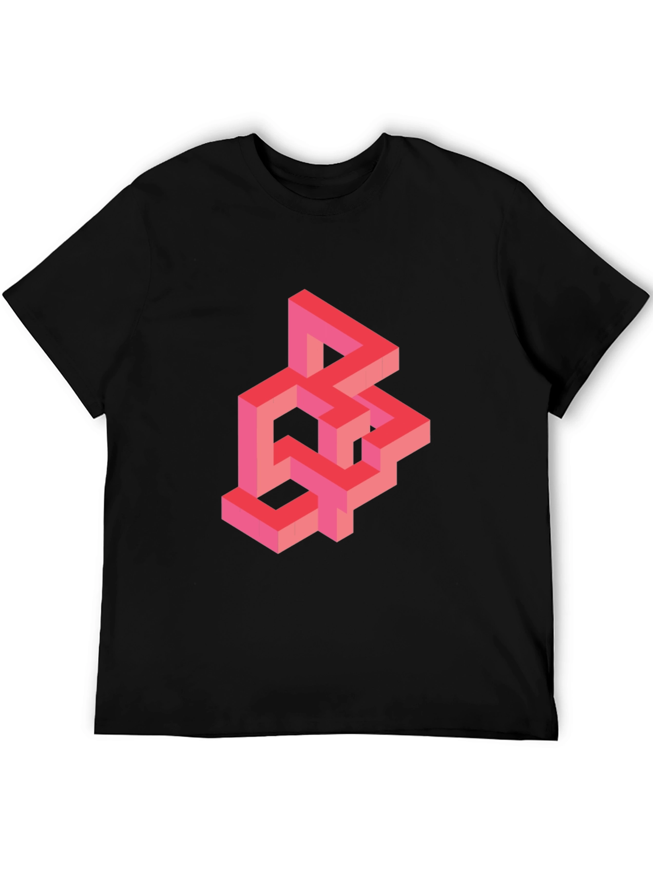 Black Geometric Illusion T-Shirt - Abstract Design view 5