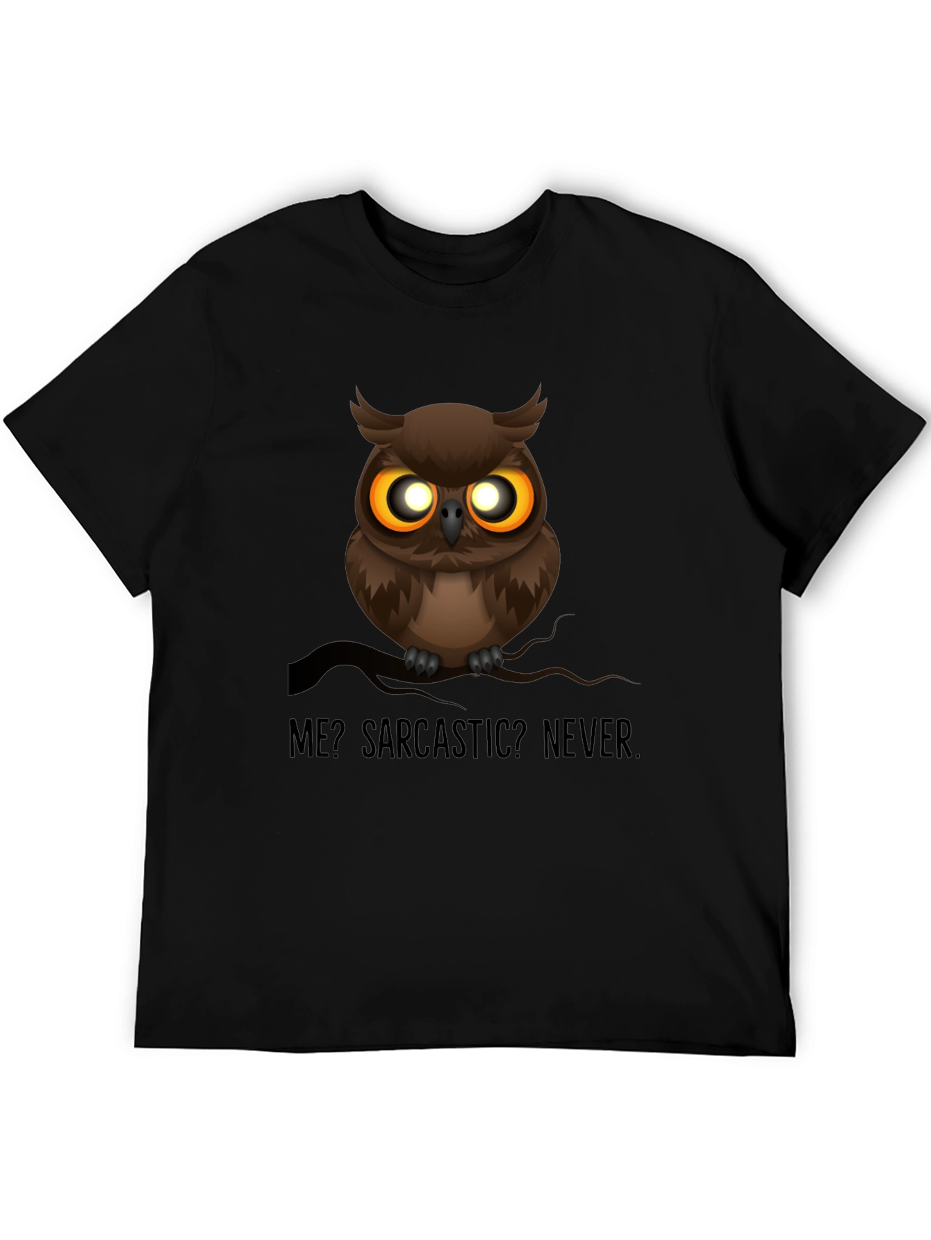 Black Sarcastic Owl Graphic T-Shirt - Men's Black Crew Neck view 5