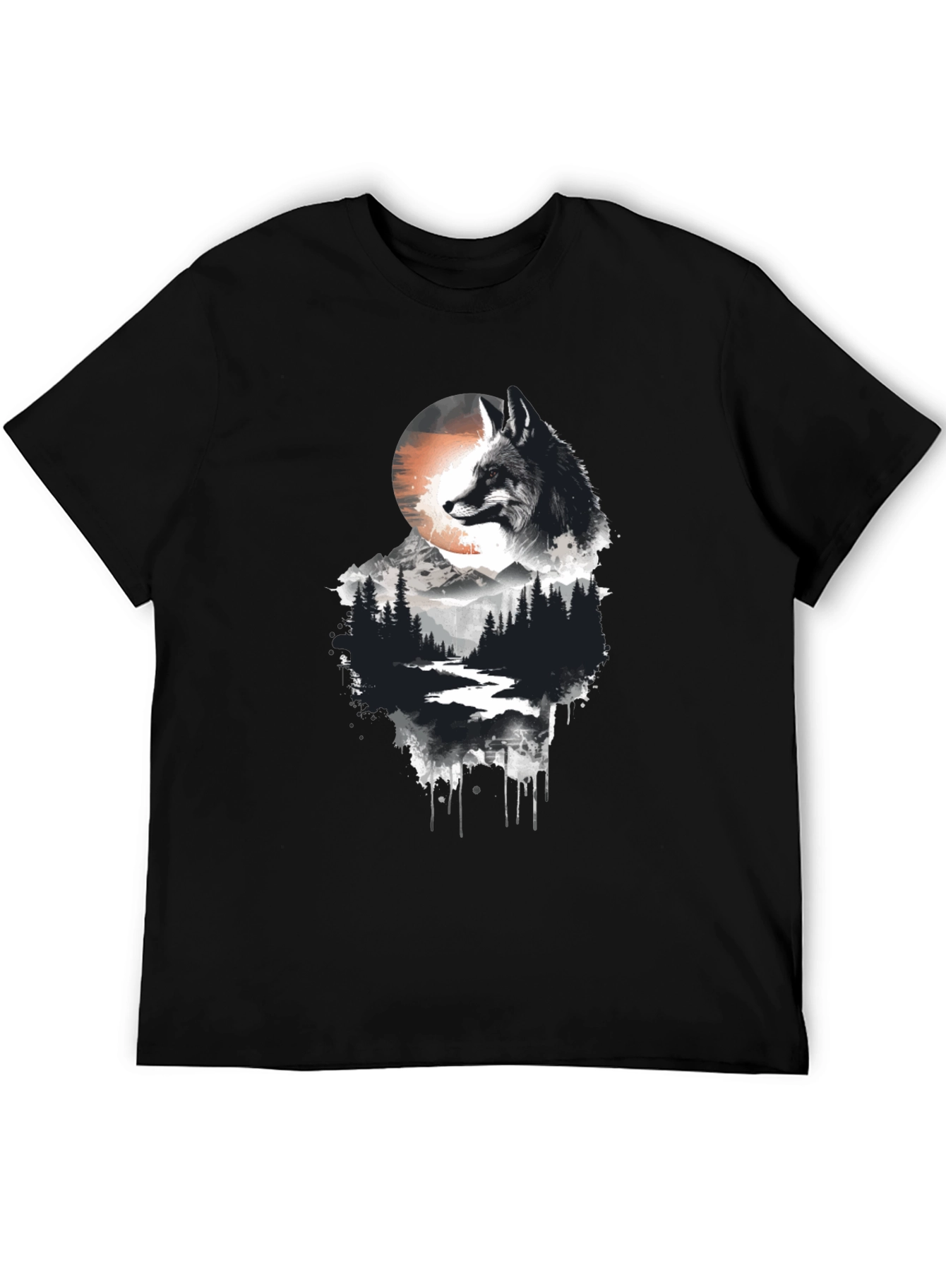 Black Fox Landscape Graphic Tee - Nature Inspired Style view 5