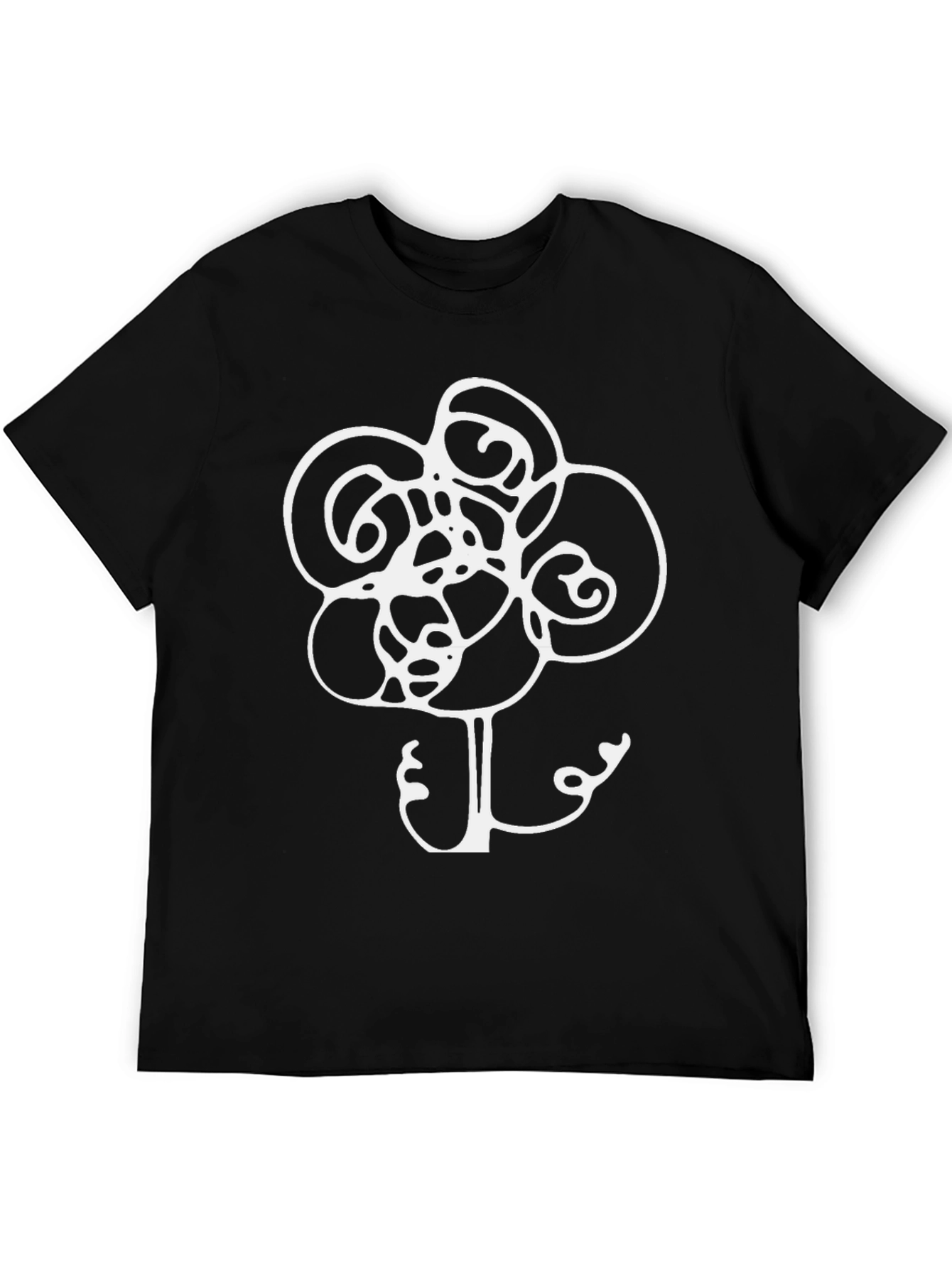 Black Abstract Flower Graphic Tee - Soft Cotton Blend view 5