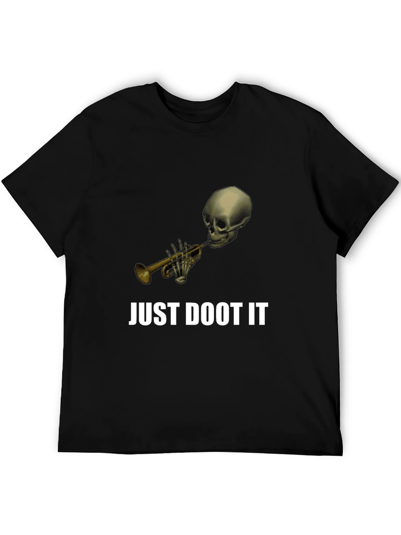 Black Just Doot It Funny Skeleton Trumpet Graphic Tee view 5