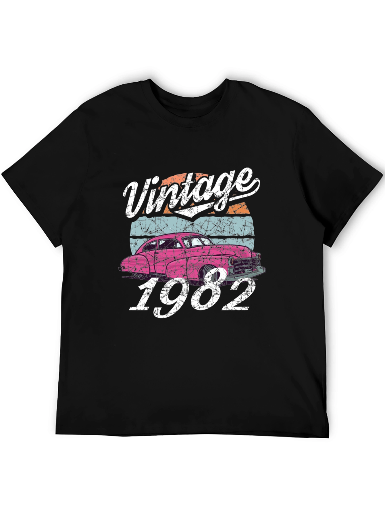 Black Vintage 1982 Car T-Shirt view 5