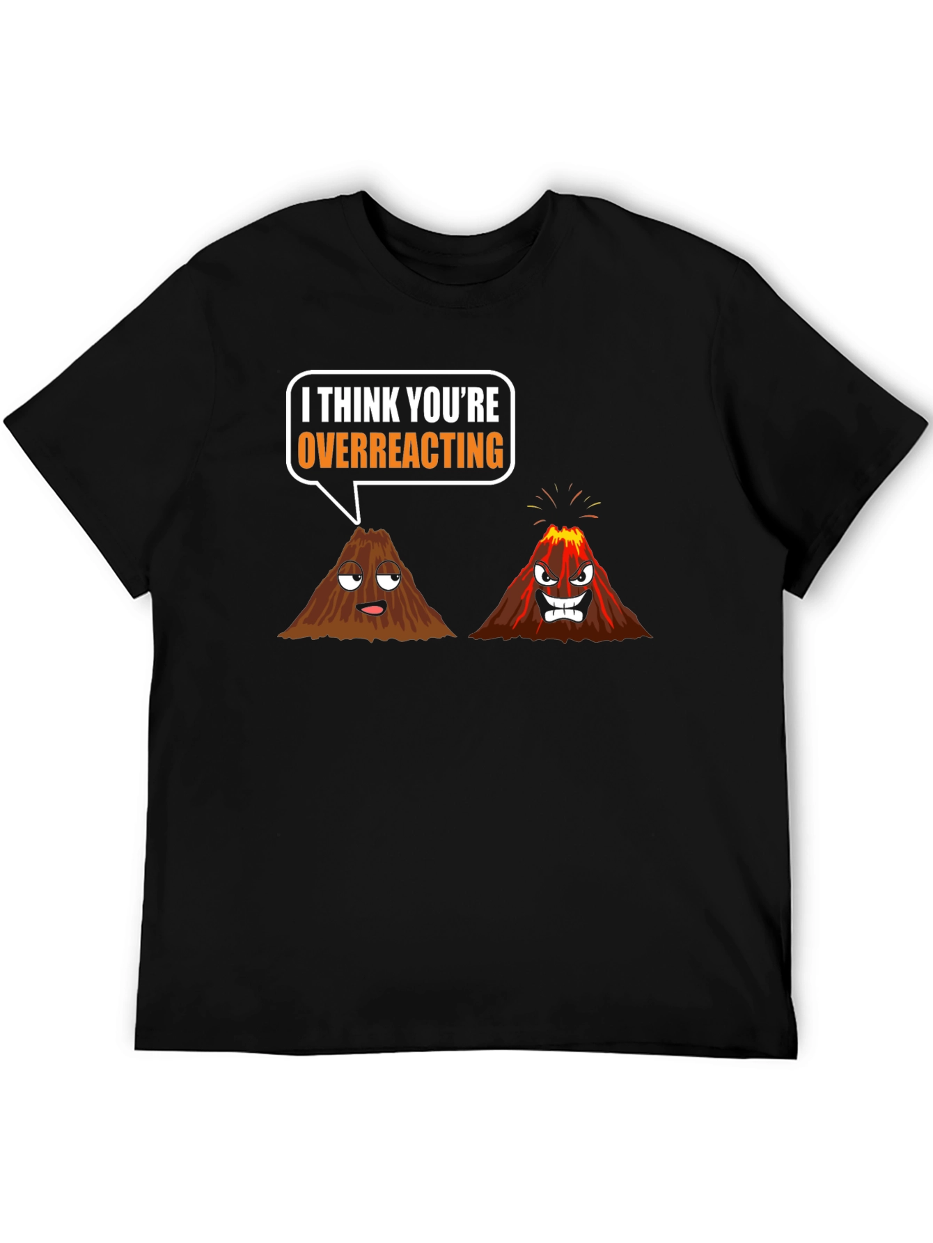 Black Volcano Overreacting Humor Graphic T-Shirt view 5