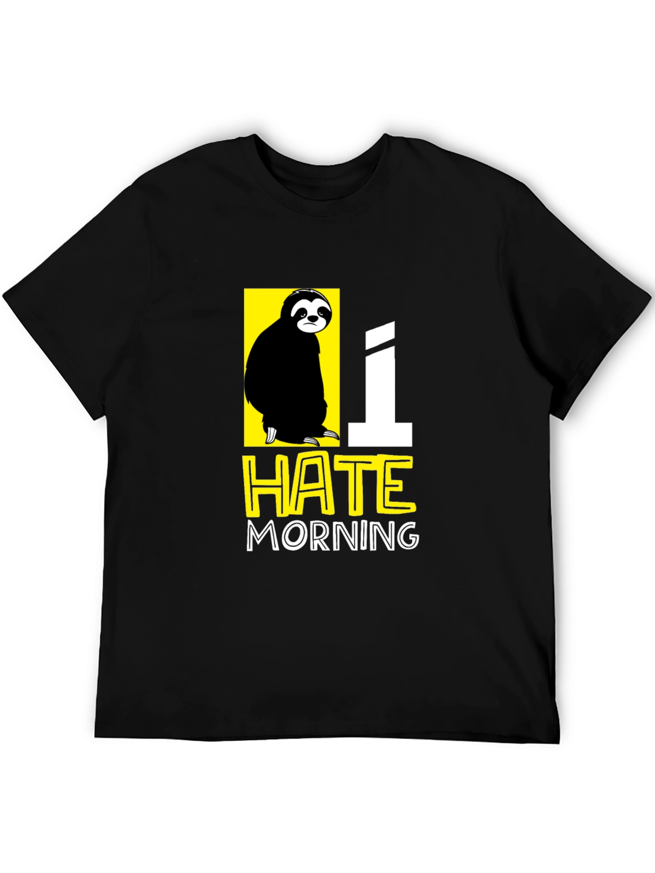 Black I Hate Morning Sloth Graphic T-Shirt view 5