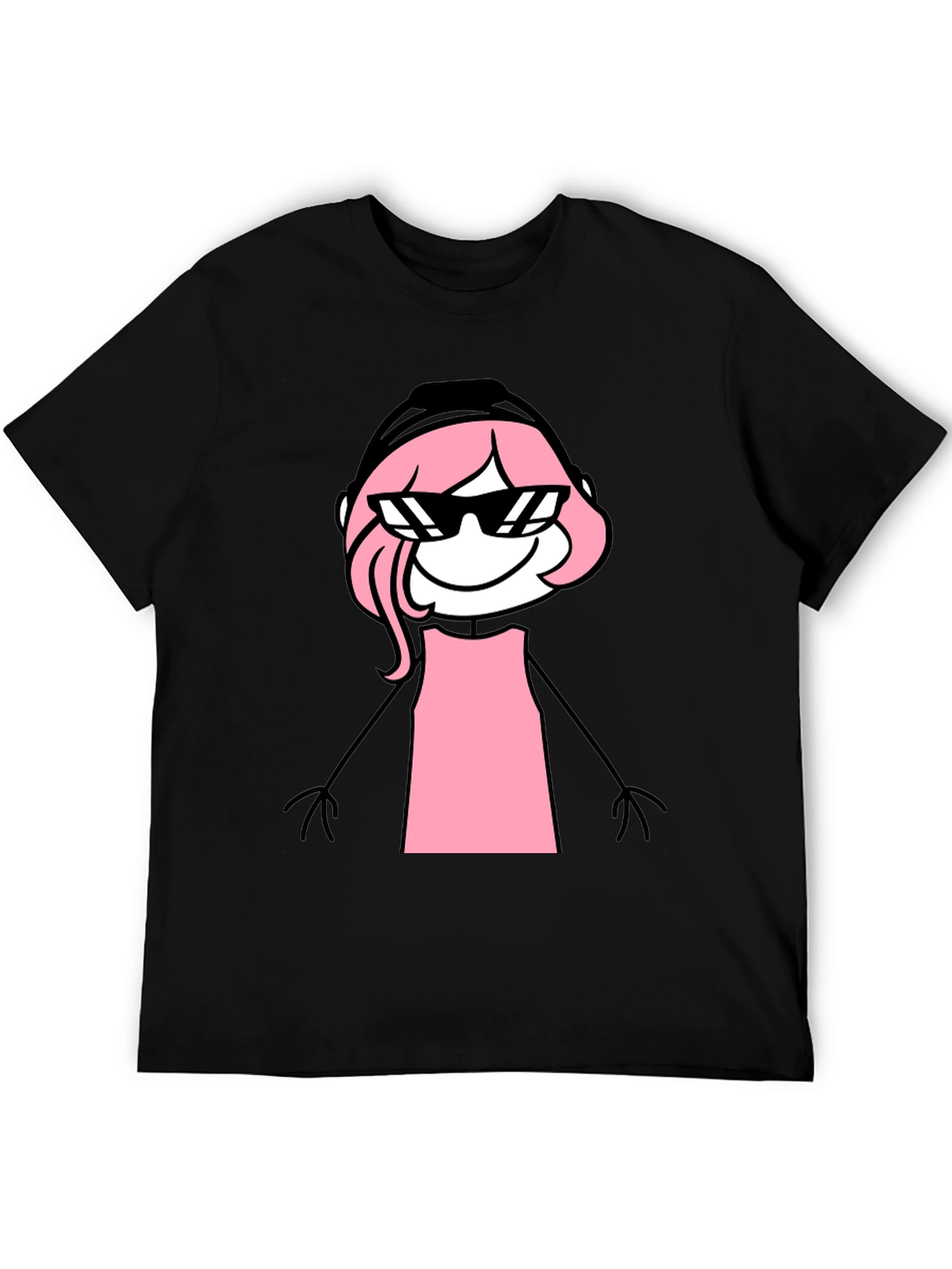 Black Cool Pink Stick Figure Tee view 5