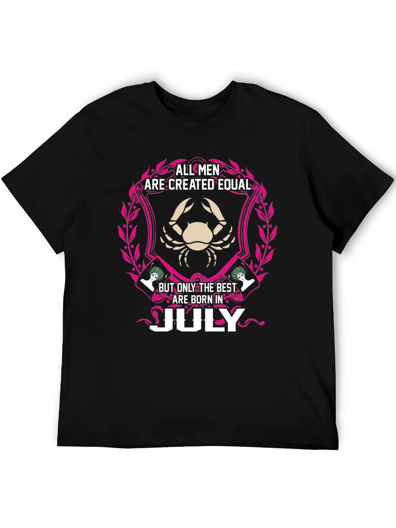 Black All Men Are Created Equal July Birthday T-Shirt view 5