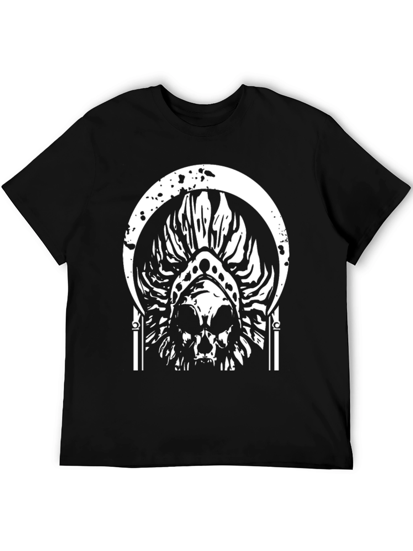 Black Skull Graphic Tee - Black Cotton T-Shirt view 5