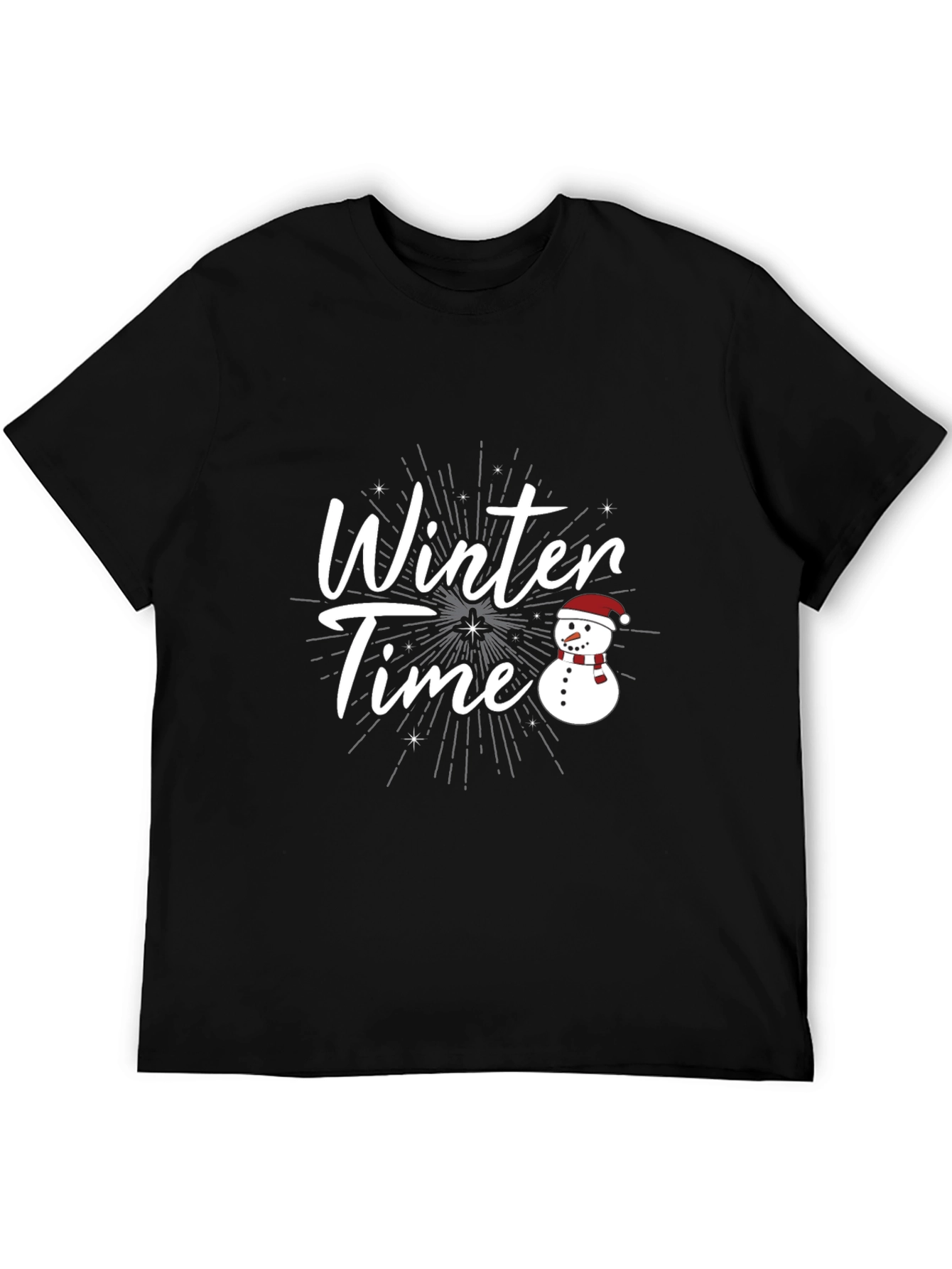 Black Winter Time Snowman Graphic Tee view 5