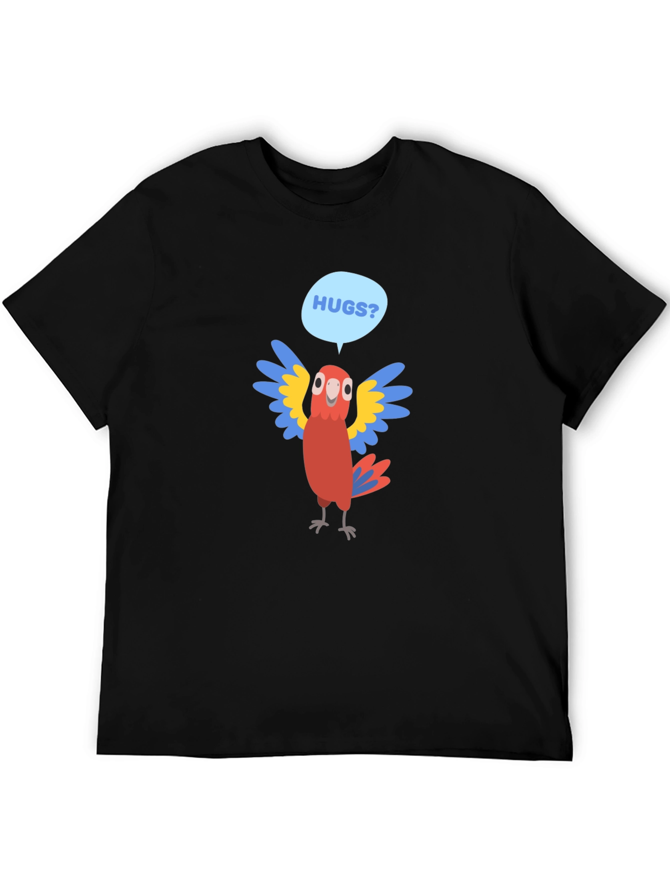 Black Hugs Parrot Graphic T-Shirt - Fun Novelty Tee view 5