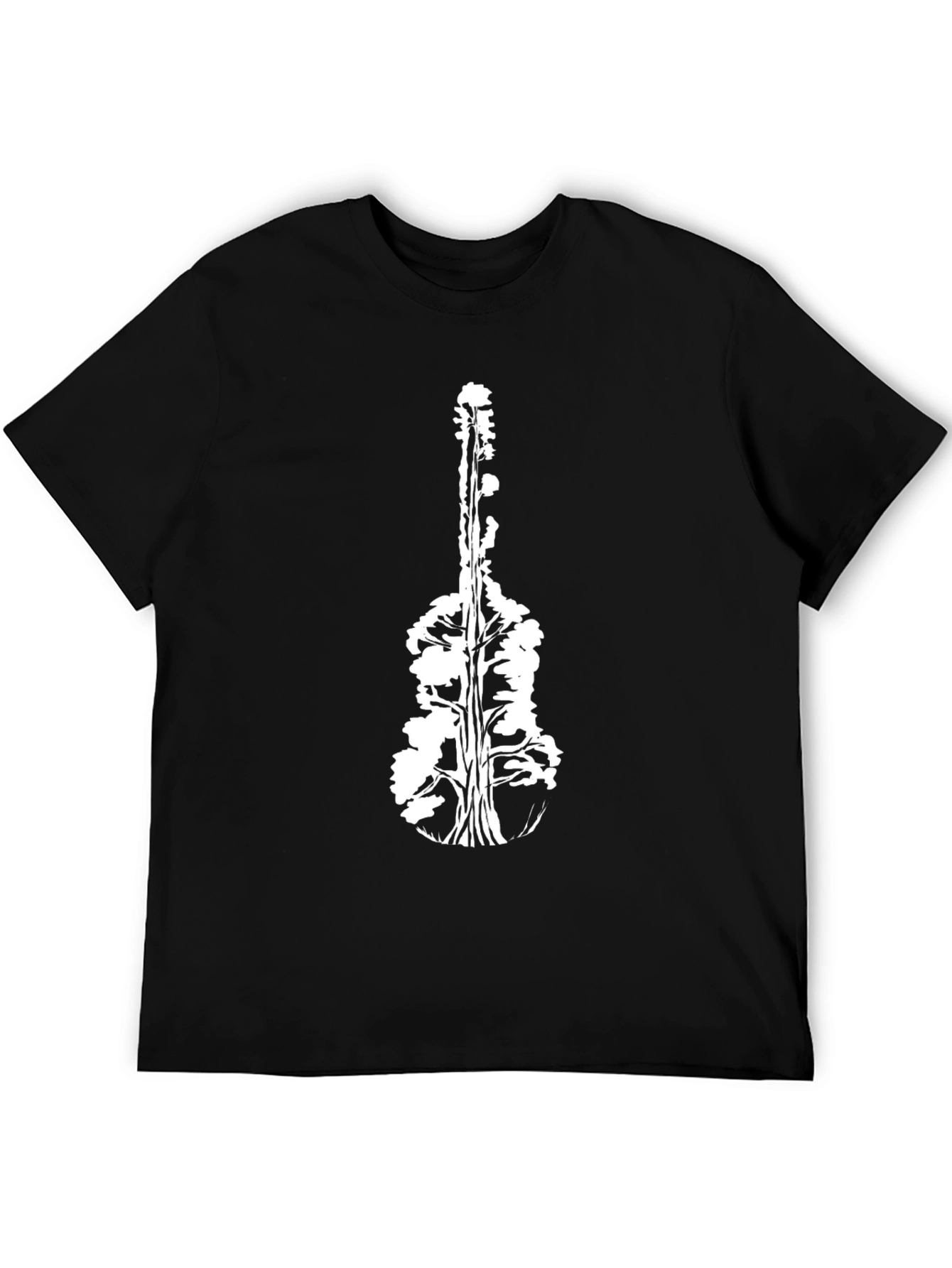 Black Guitar Tree Black T-Shirt - Nature Music Tee view 5