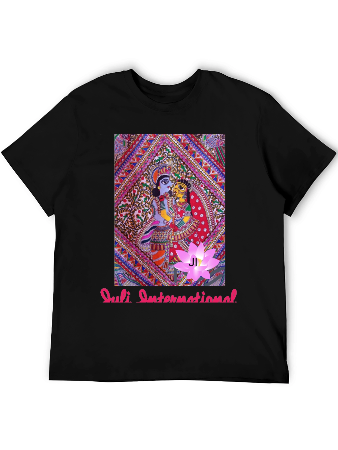 Black Artistic Print Black T-Shirt view 5