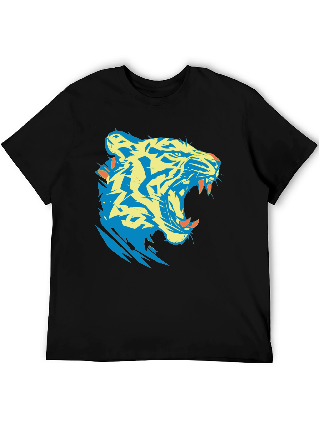 Black Tiger Graphic Tee - Bold Black Cotton T-Shirt view 5