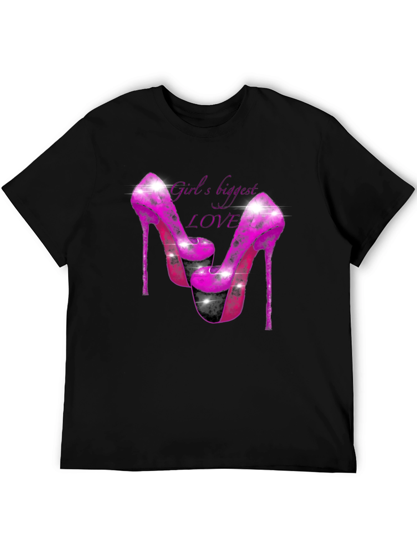 Black Girl's Biggest Love Heels Graphic T-Shirt view 5