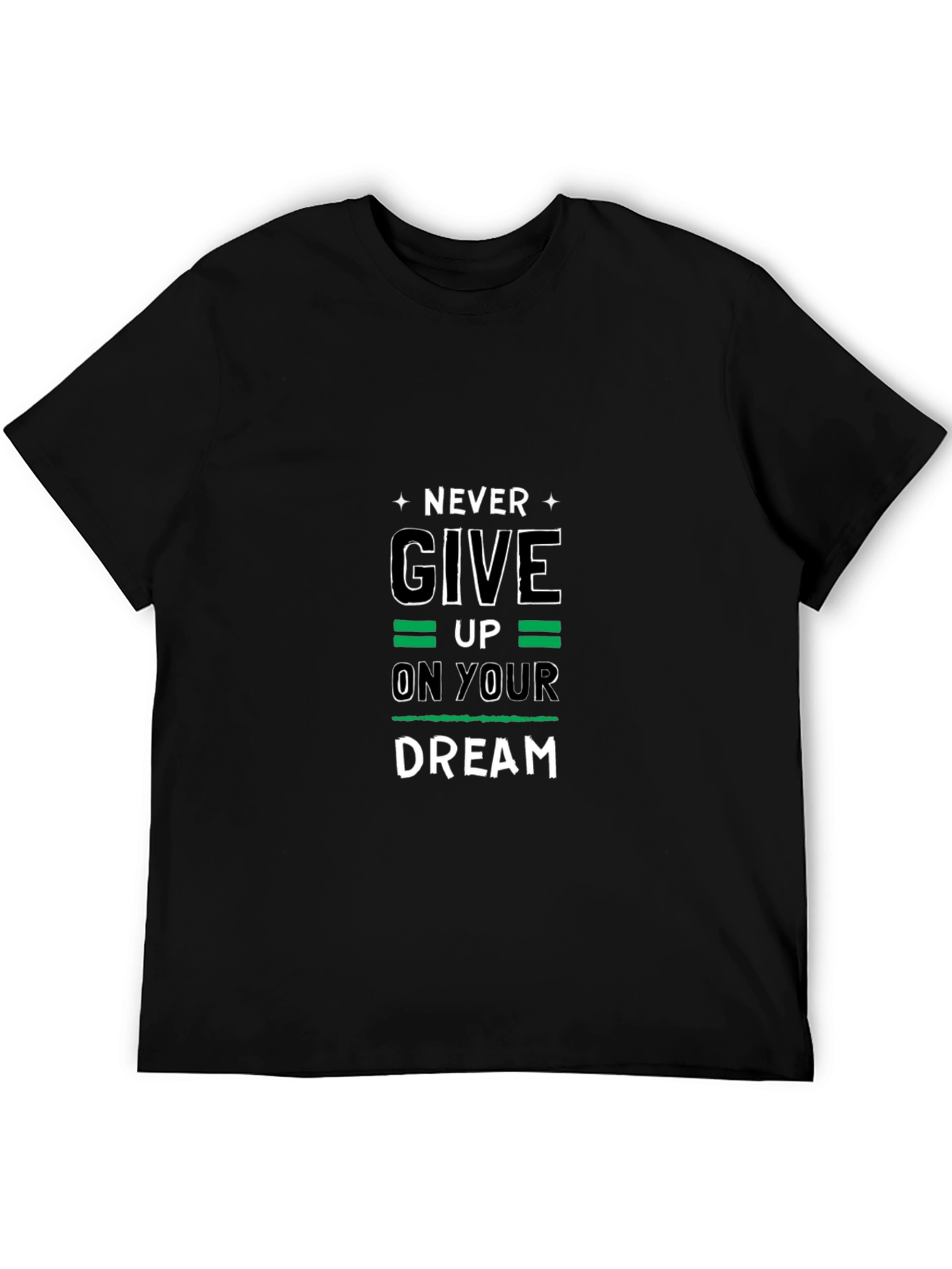 Never Give Up Black Graphic Tee - 5