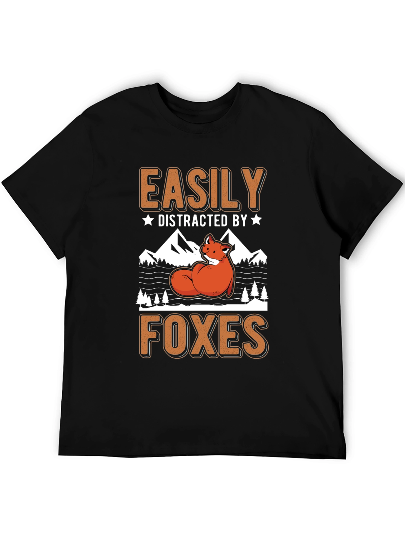 Black Easily Distracted By Foxes Graphic Tee view 5