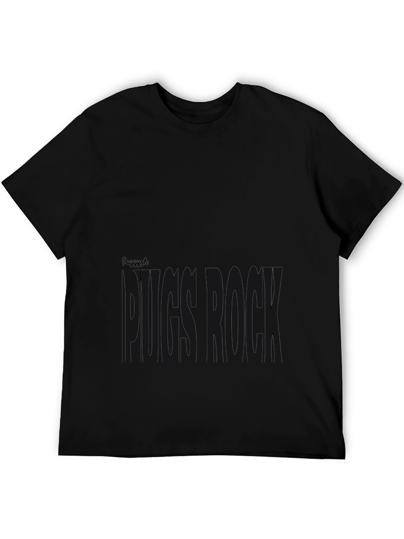 Black Pug Rock Graphic Tee - Black Cotton T-Shirt view 5
