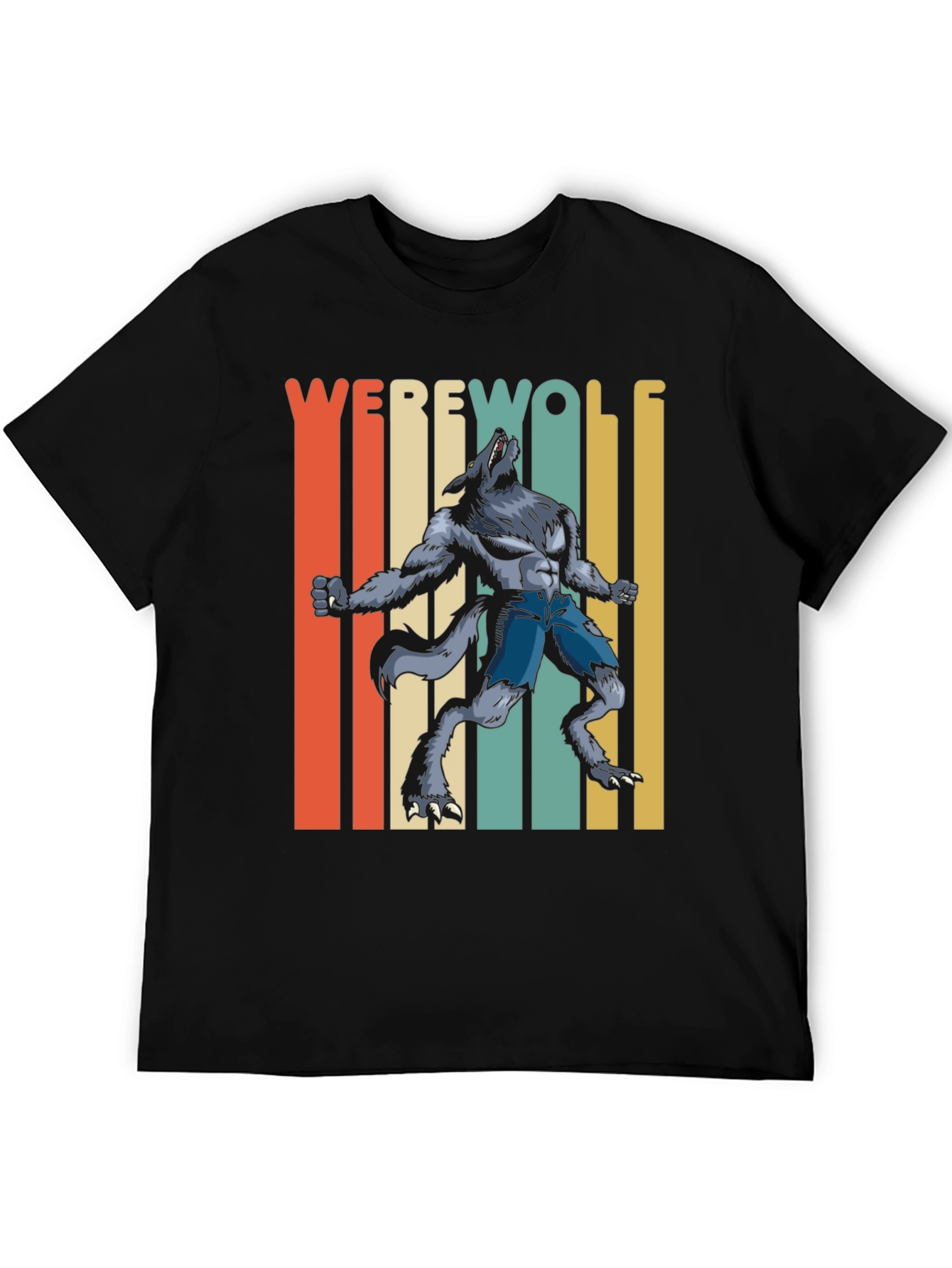 Black Retro Werewolf Graphic Tee - Unisex view 5