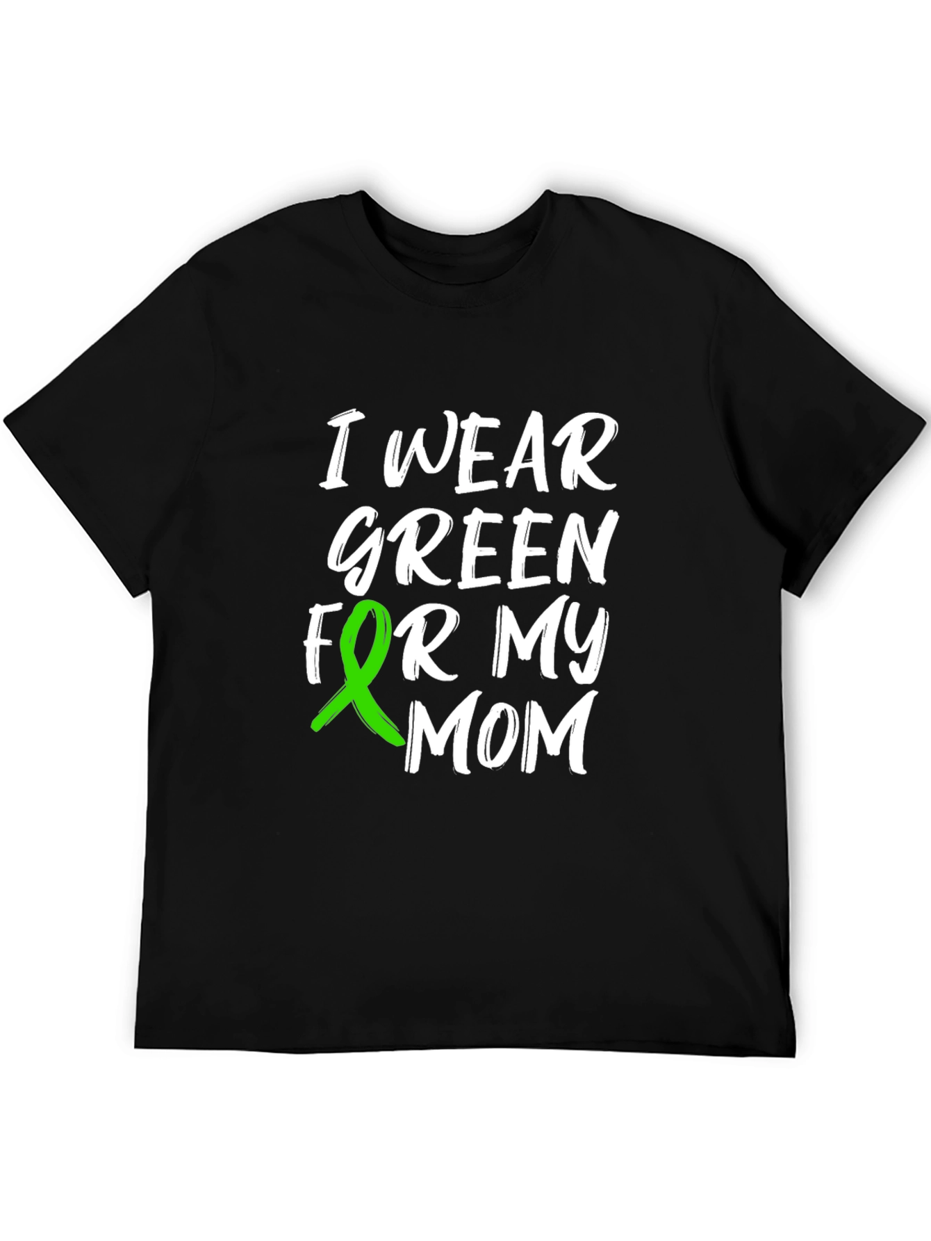 Black I Wear Green For My Mom Awareness T-Shirt view 5