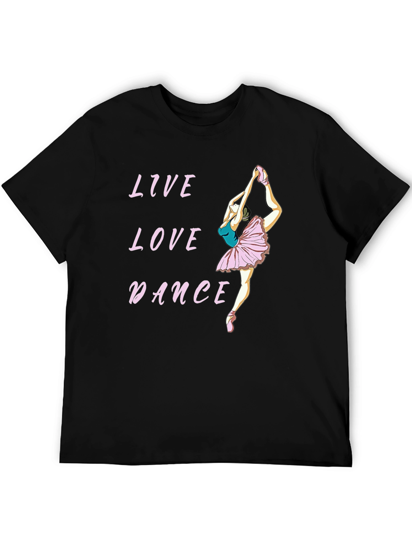 Black Live Love Dance Ballet T-Shirt - Black Cotton Tee view 5