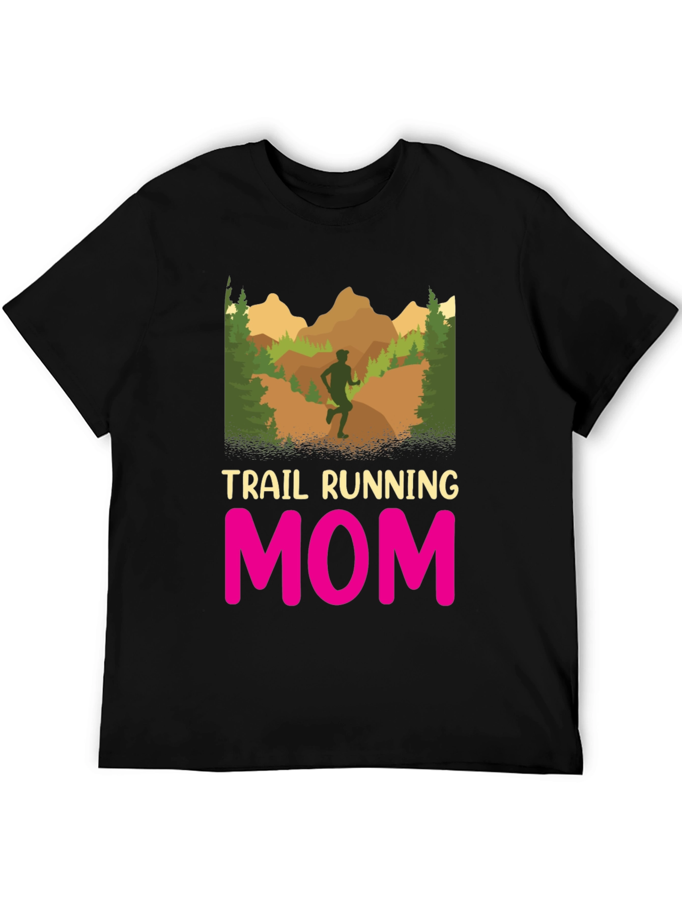 Black Trail Running Mom T-Shirt - Black Graphic Tee view 5