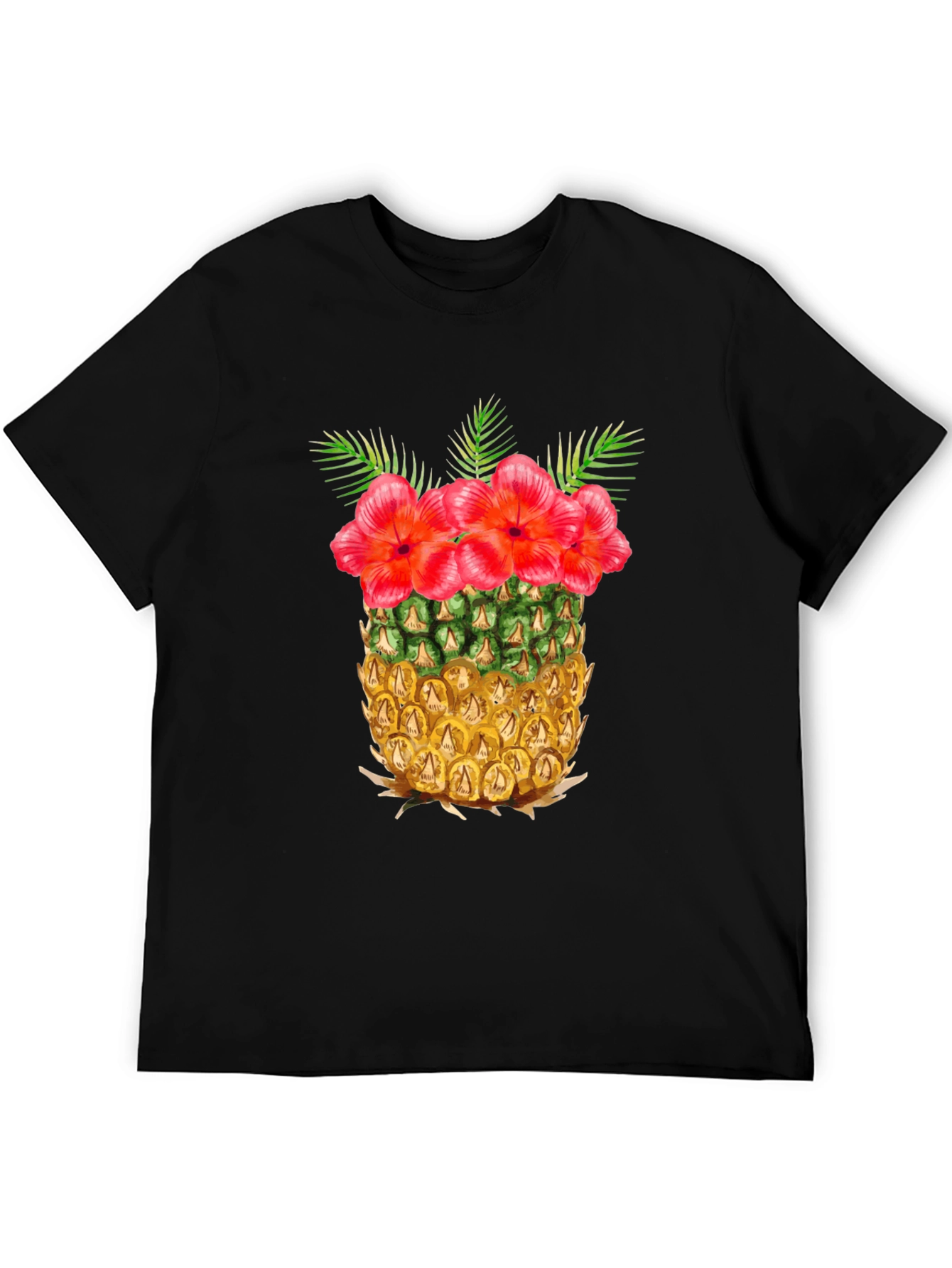 Black Tropical Pineapple Floral T-Shirt view 5