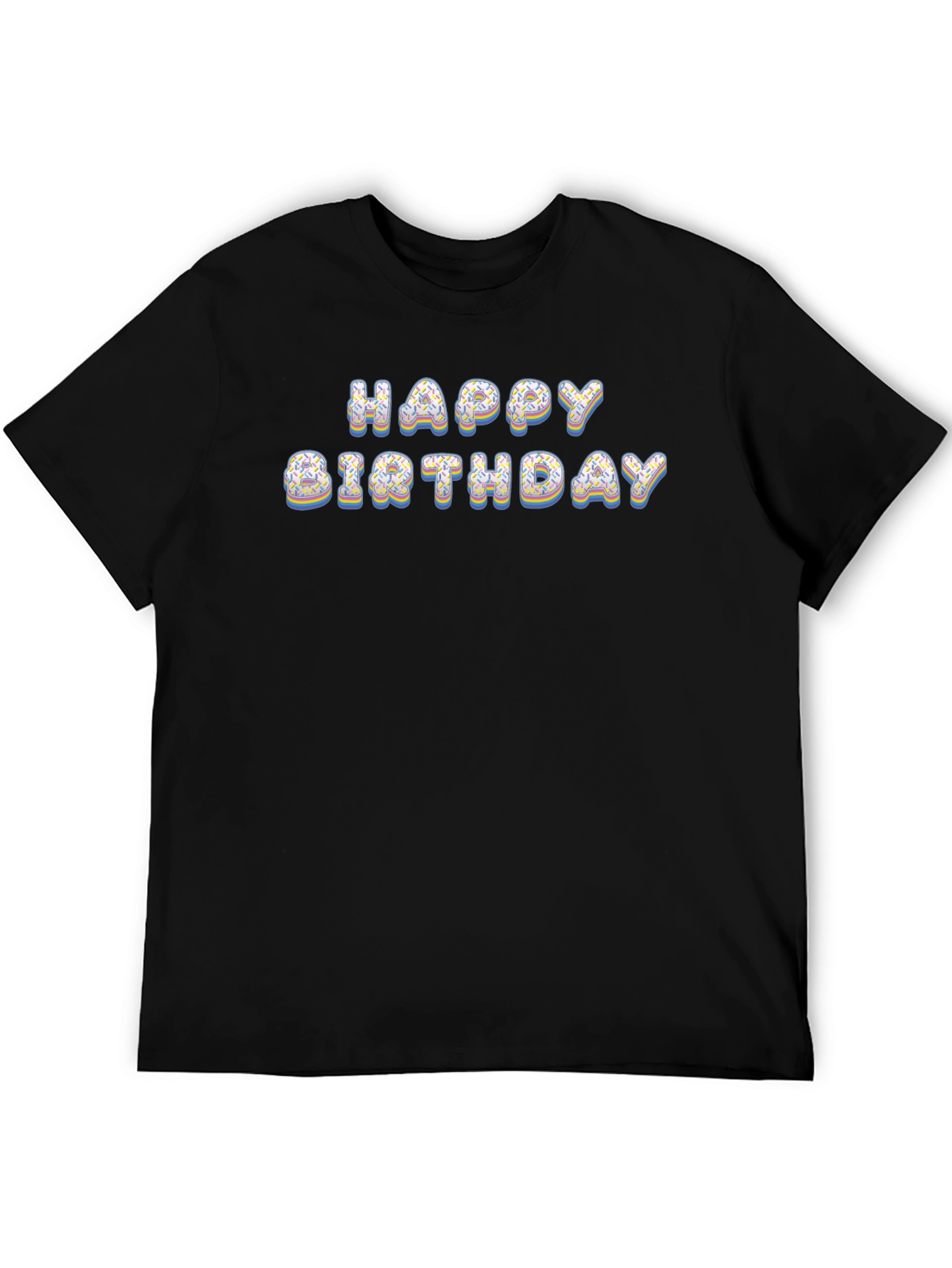 Black Happy Birthday Donut Letter T-Shirt view 5