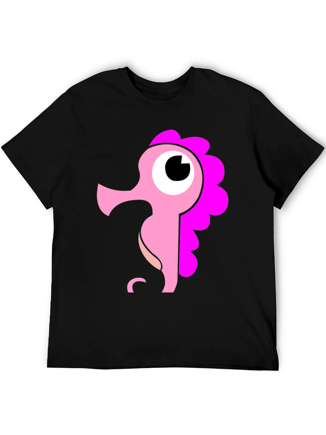 Black Cute Seahorse Graphic Tee - Black Cotton Shirt view 5